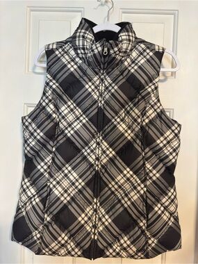 Eddie Bauer Black Gray Beige puffer vest Medium Tall